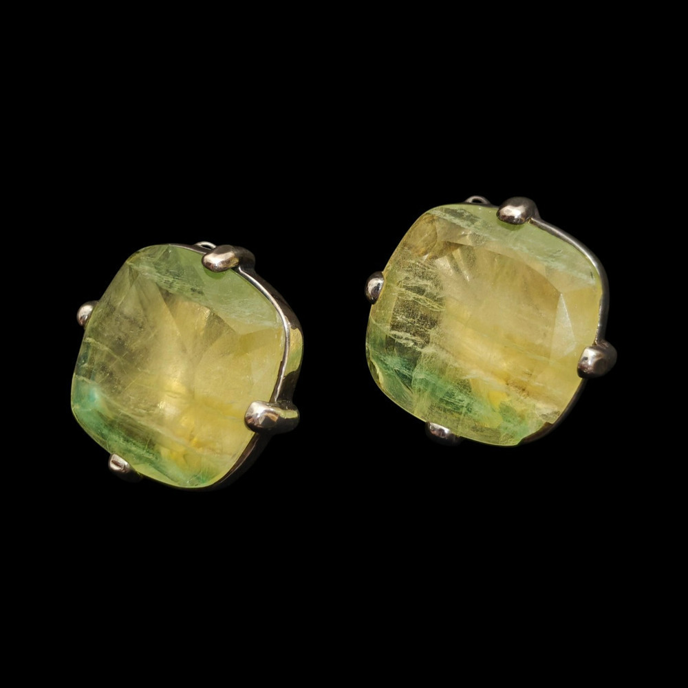 Vintage Freida Rothman Clip On Earrings Signed FR Glass Silver ?